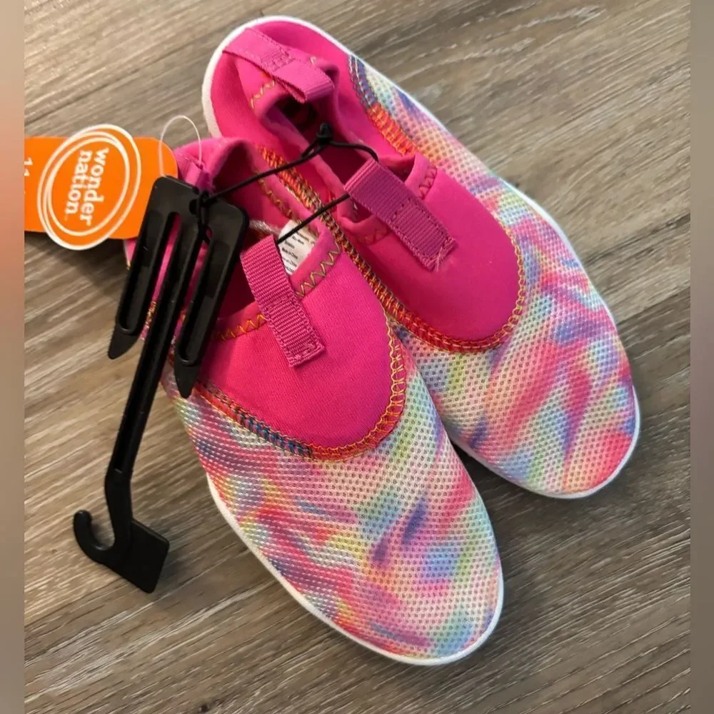 Wonder Nation Kids' Pink and Multicolor Water Shoes Sz 11/12